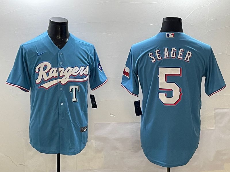 Men Texas Rangers #5 Seager Light Blue Game 2025 Nike MLB Jersey style 6->texas rangers->MLB Jersey